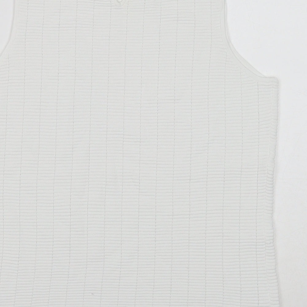 NEXT Womens White Round Neck Viscose Vest Jumper Size 16