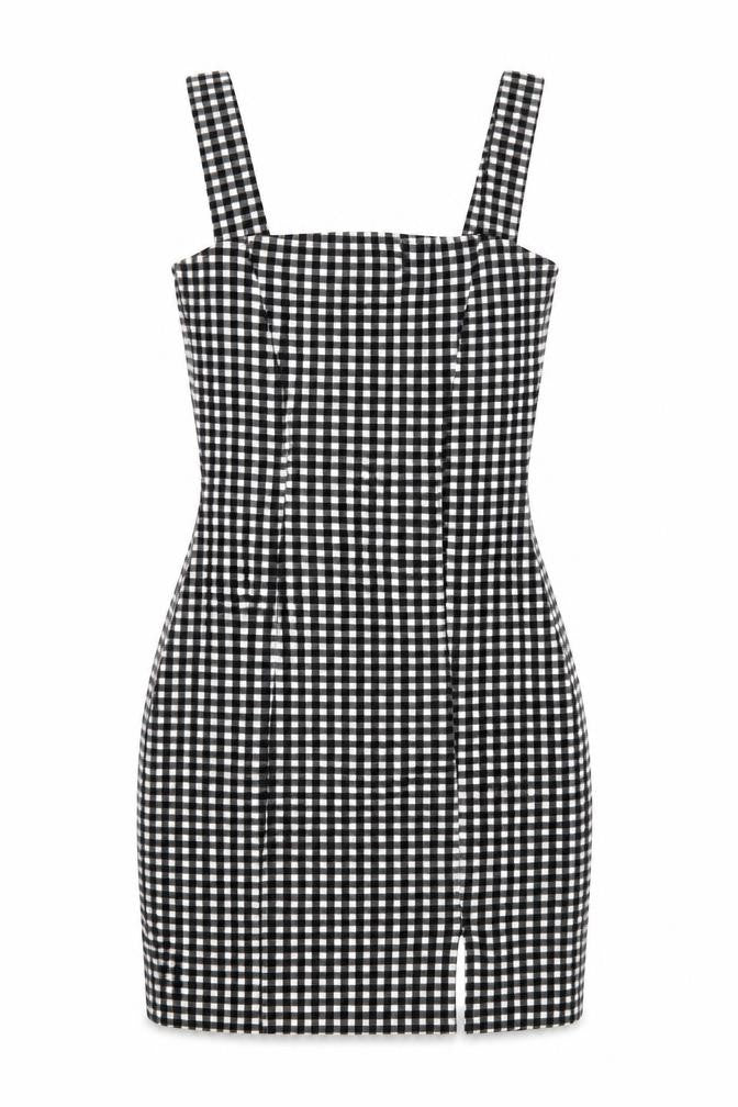 Divided Womens Black Check Polyester Mini Size XS Square Neck Pullover