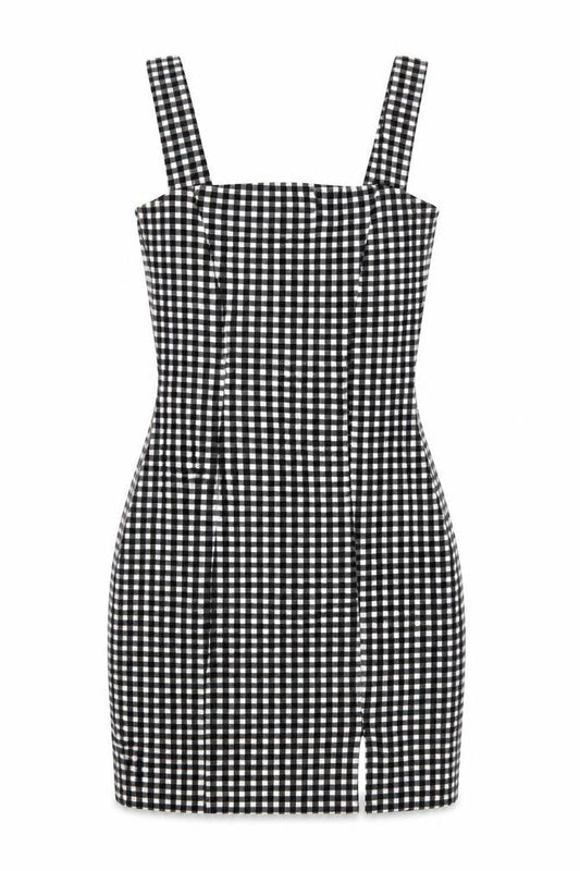 Divided Womens Black Check Polyester Mini Size XS Square Neck Pullover