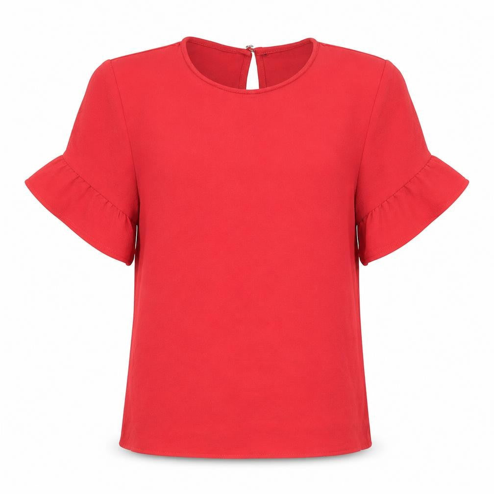 George Girls Red Polyester Basic Blouse Size 10-11 Years Round Neck Button