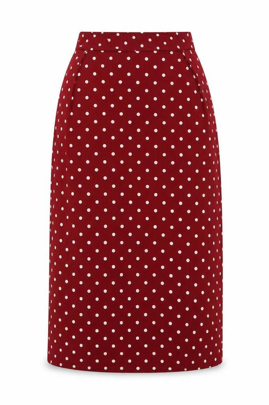Xin Yan Womens Red Polka Dot Polyester A-Line Skirt Size M Zip