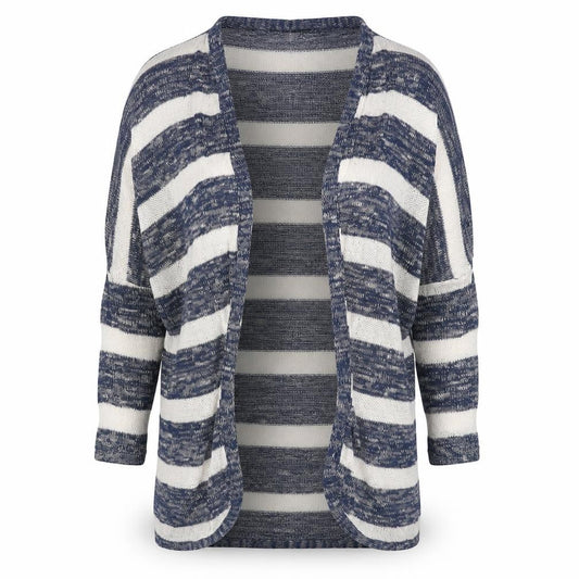 Atmosphere Womens Blue V-Neck Striped Polyester Cardigan Jumper Size XS
