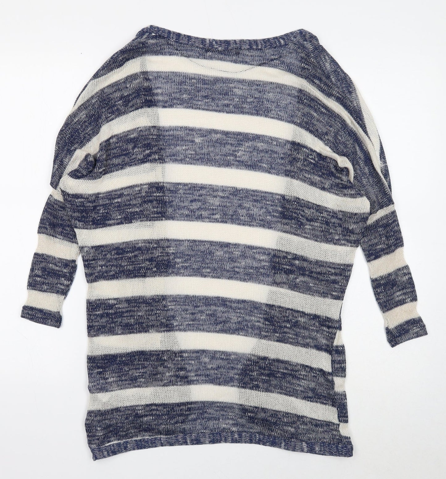 Atmosphere Womens Blue V-Neck Striped Polyester Cardigan Jumper Size XS