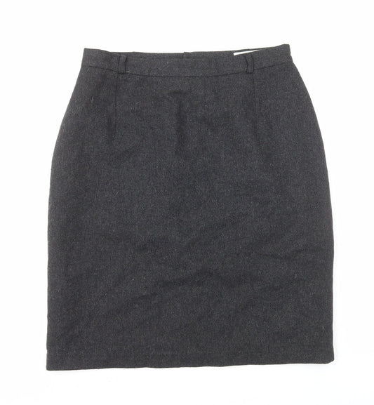 ESSENTIEL Womens Grey Cotton Straight & Pencil Skirt Size 16 Zip