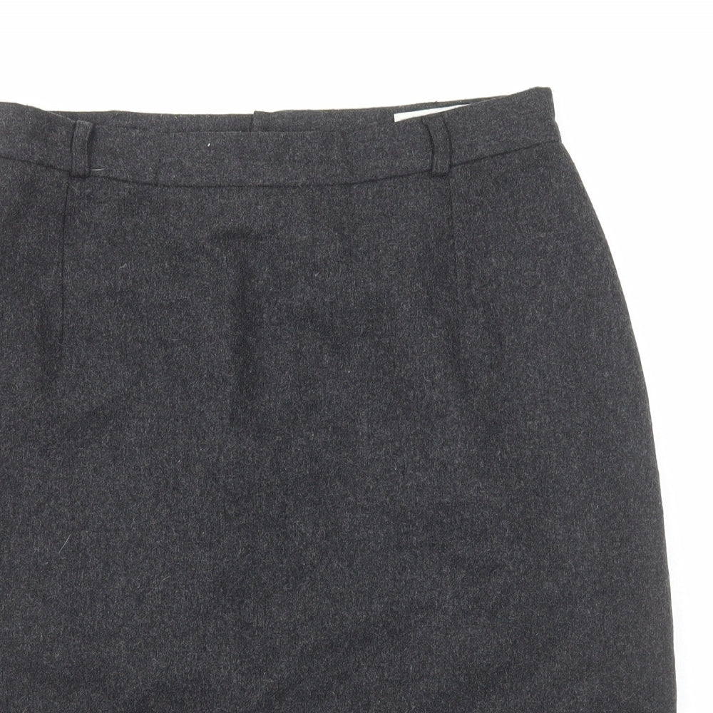 ESSENTIEL Womens Grey Cotton Straight & Pencil Skirt Size 16 Zip