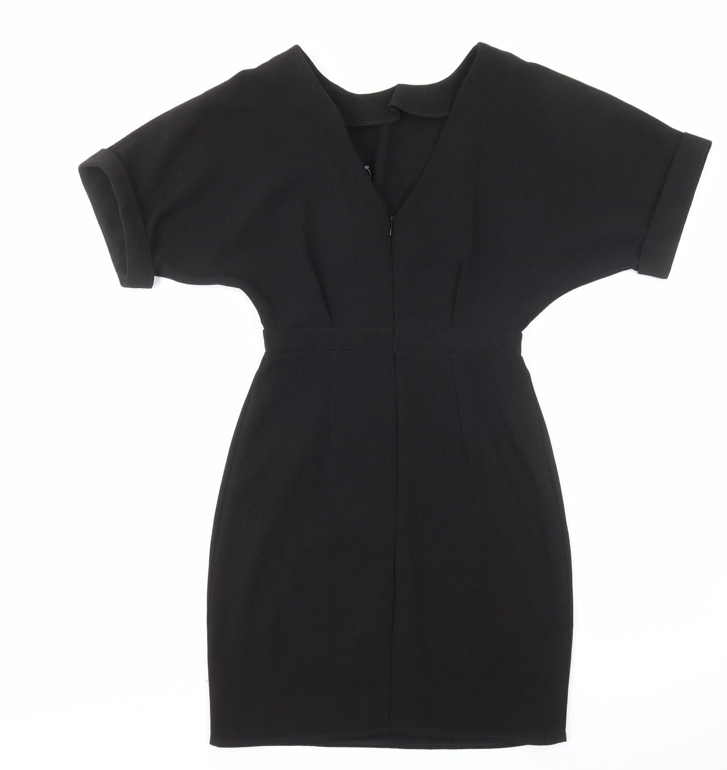 ASOS Womens Black Polyester Pencil Dress Size 8 Scoop Neck Zip