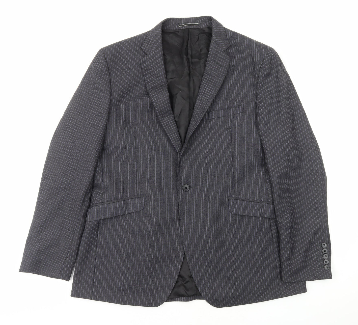 Marks and Spencer Mens Grey Striped Wool Jacket Blazer Size M
