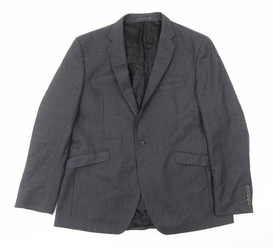 Marks and Spencer Mens Grey Striped Wool Jacket Blazer Size M