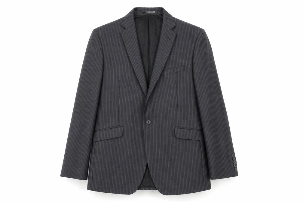 Marks & Spencer Mens Grey Striped Wool Jacket Blazer Size M