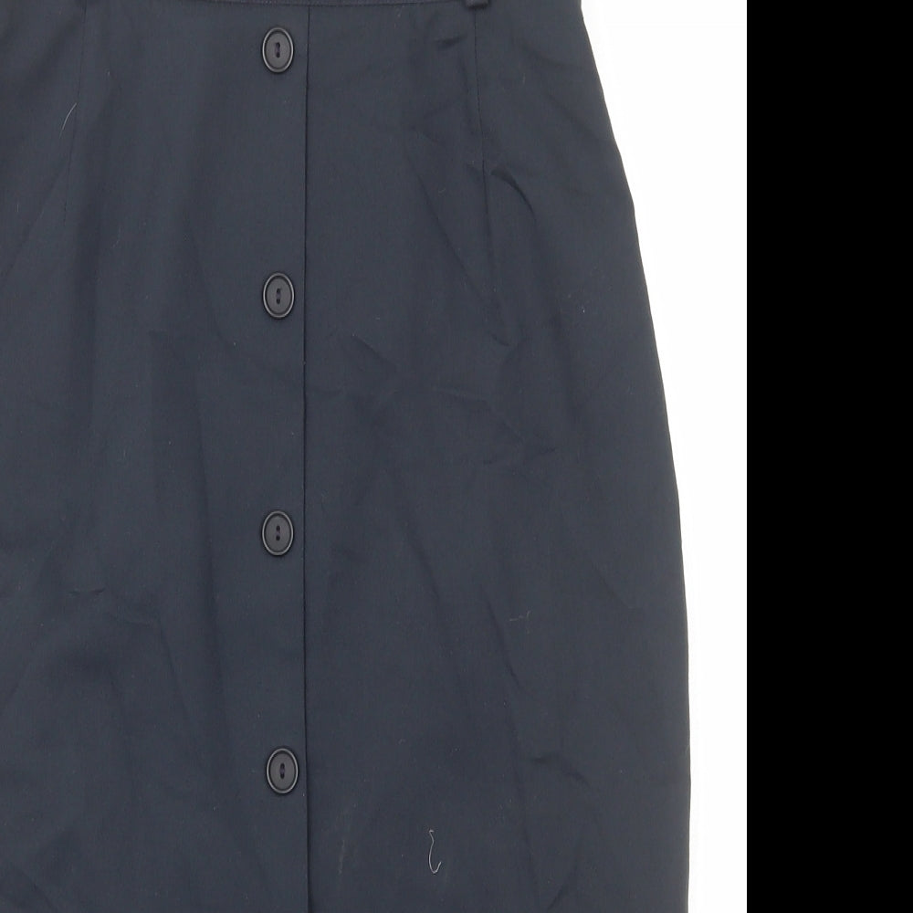 Preworn Womens Blue Polyester Straight & Pencil Skirt Size 10 Zip