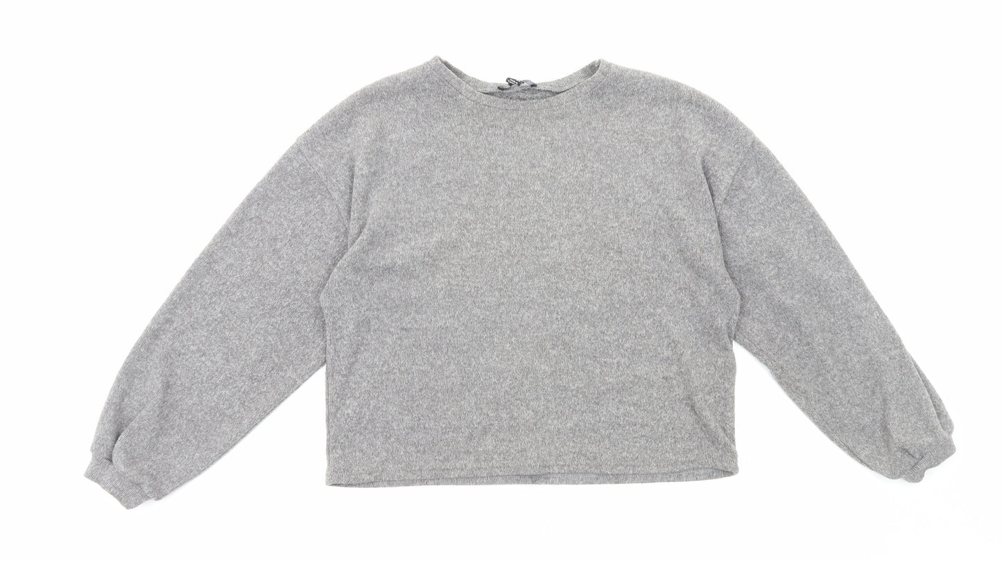 New Look Womens Grey Round Neck Cotton Pullover Jumper Size M