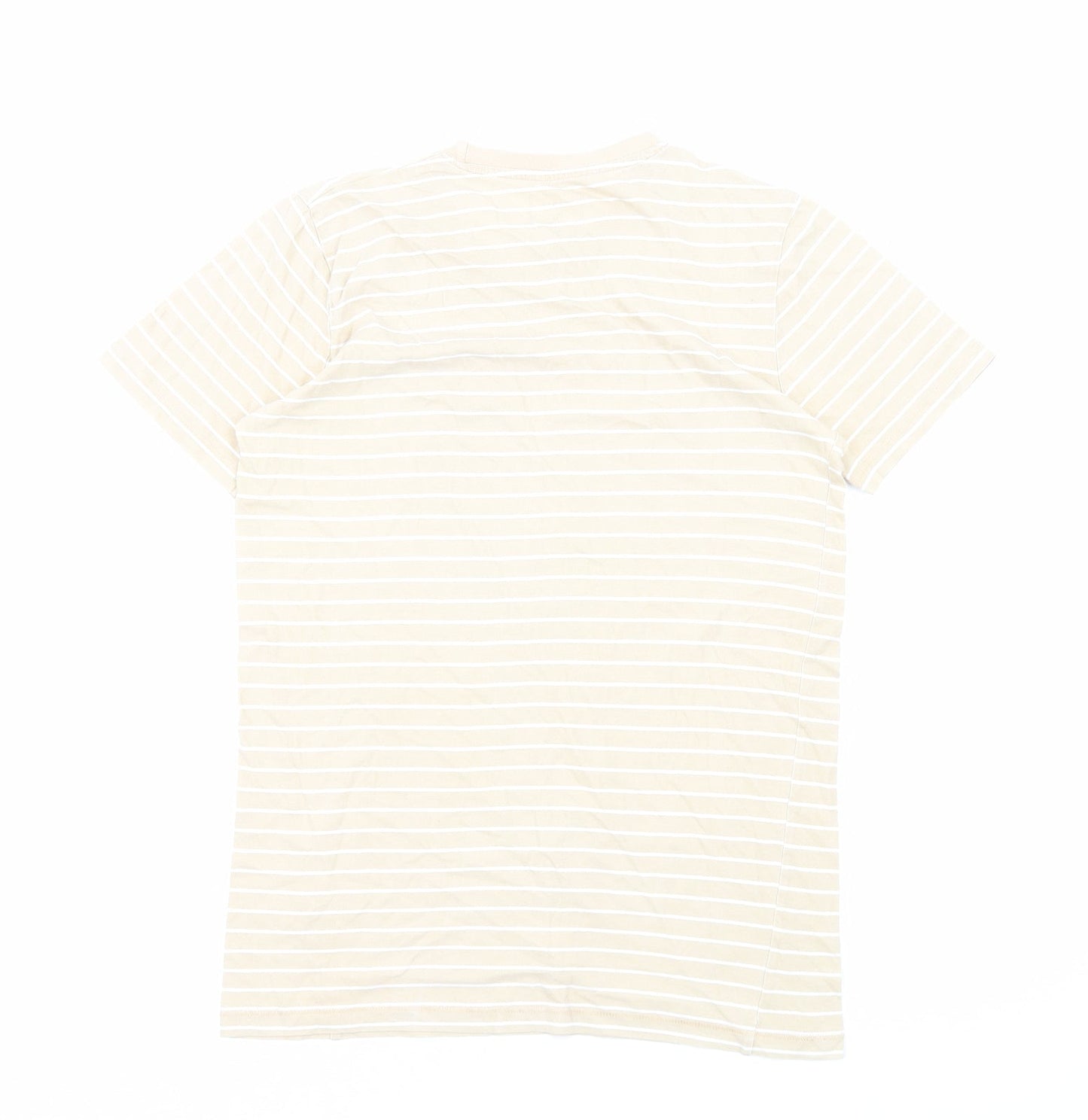 PEP&CO Womens Beige Striped Cotton Basic T-Shirt Size XS Round Neck