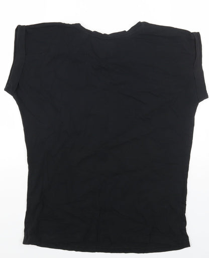 Simply Be Womens Black Cotton Basic T-Shirt Size 12 Round Neck