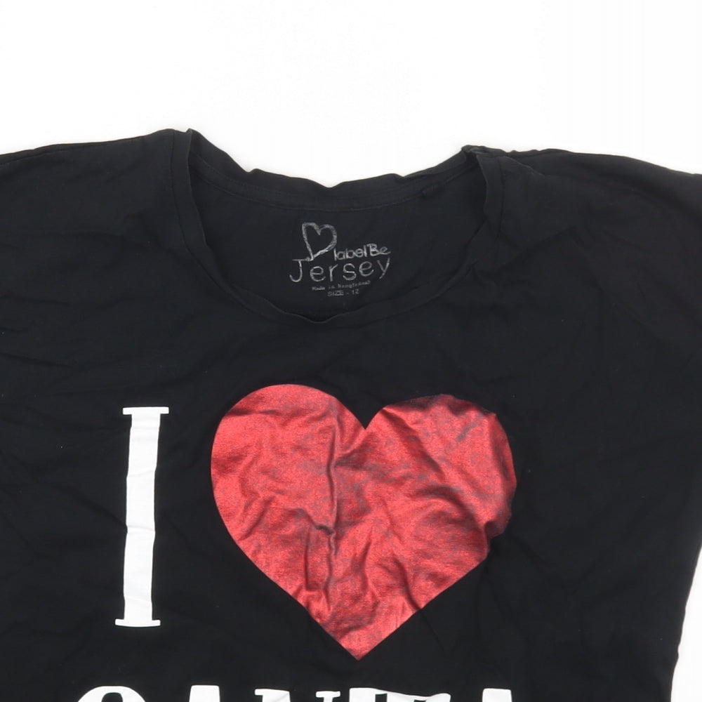 Simply Be Womens Black Cotton Basic T-Shirt Size 12 Round Neck
