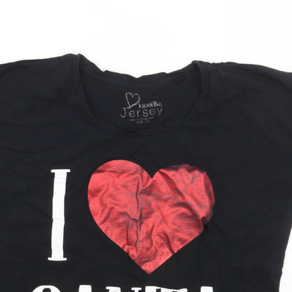 Simply Be Womens Black Cotton Basic T-Shirt Size 12 Round Neck