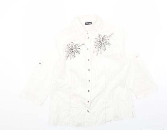 Gerry Weber Womens White Cotton Basic Button-Up Size 18 Collared