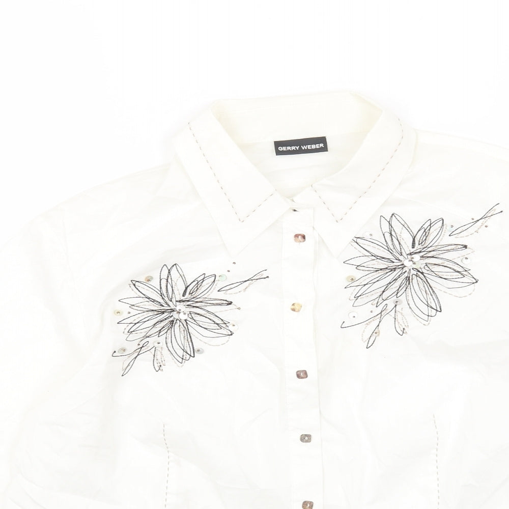 Gerry Weber Womens White Cotton Basic Button-Up Size 18 Collared