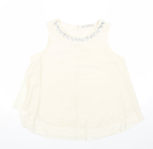 George Womens White Polyester Basic Blouse Size 10 Off the Shoulder