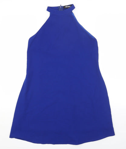 Missguided Womens Blue Polyester Shift Size 8 Halter Zip