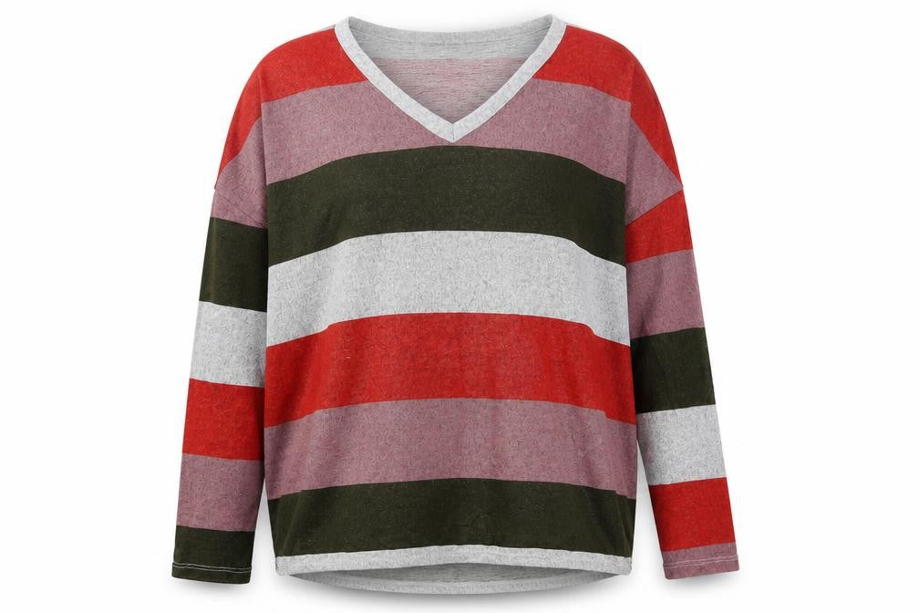 JDY Womens Multicoloured V-Neck Striped Polyester Pullover Jumper Size S