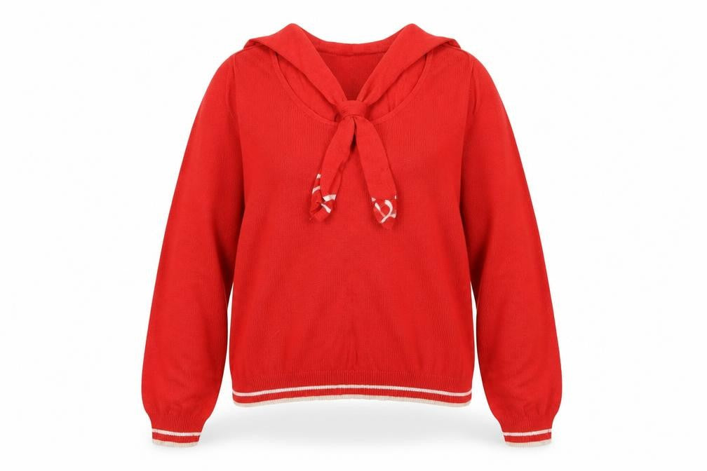 Topshop Womens Red Round Neck Striped Acrylic Pullover Jumper Size 10