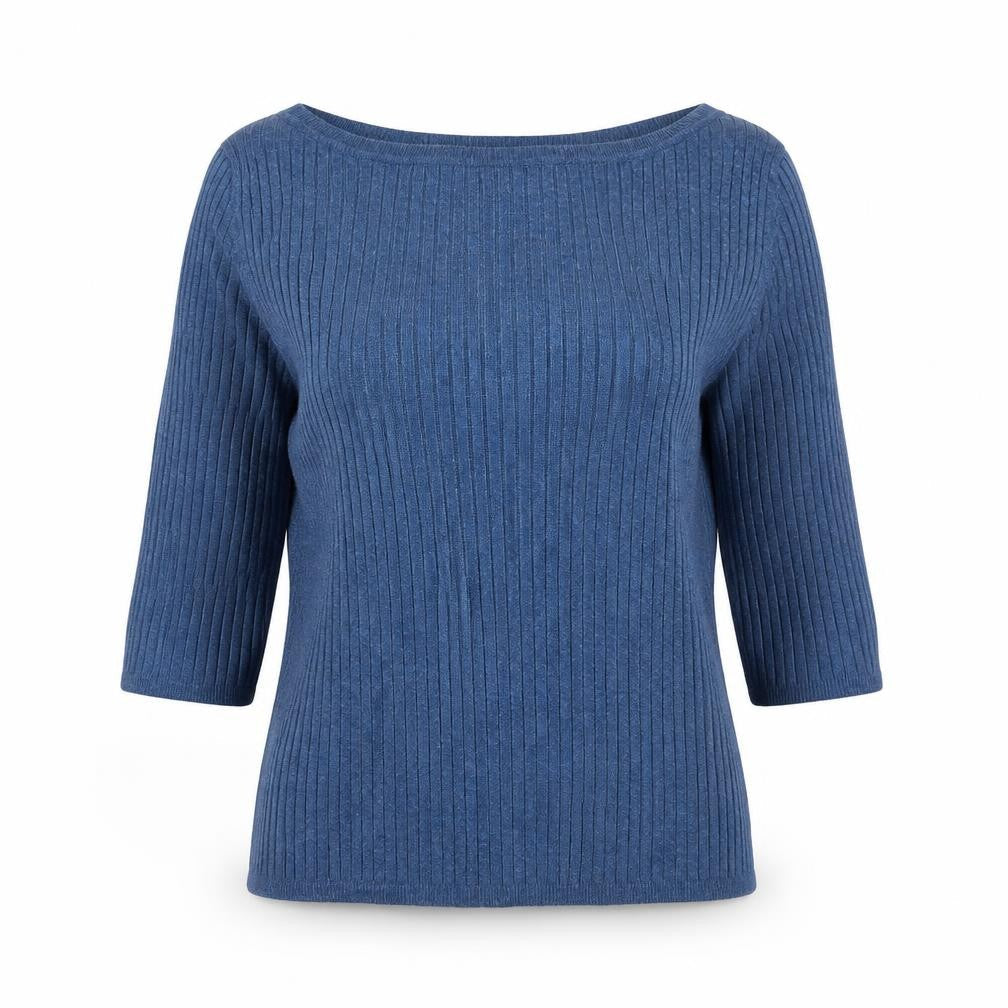 Marks & Spencer Womens Blue Round Neck Viscose Pullover Jumper Size 14