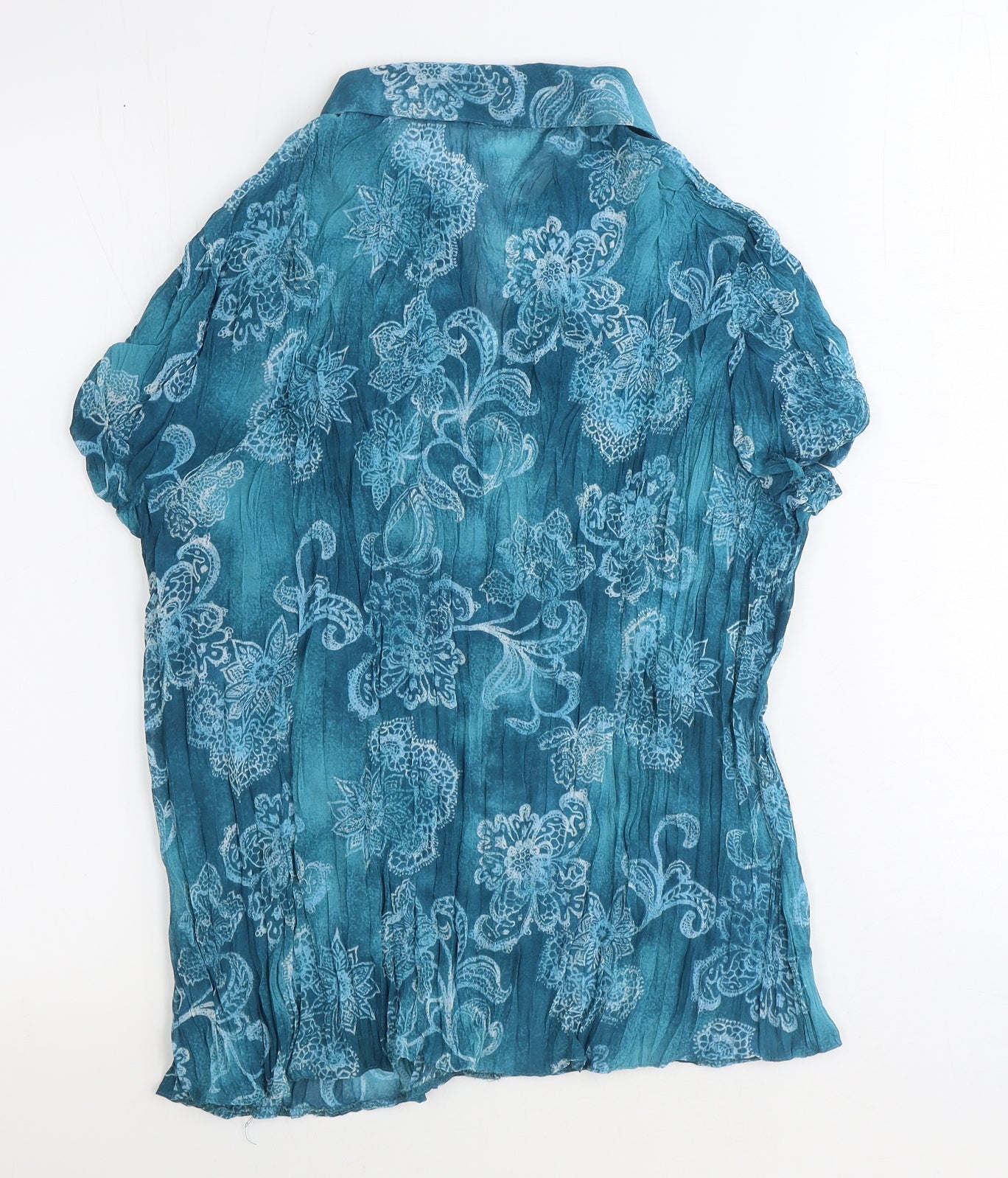 BHS Womens Blue Floral Polyester Basic Button-Up Size 18 Collared