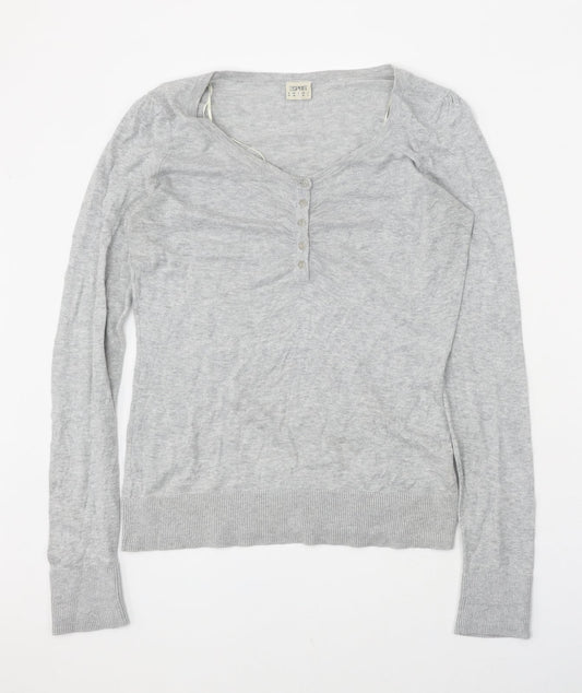 Spirit Womens Grey V-Neck 100% Cotton Pullover Jumper Size M