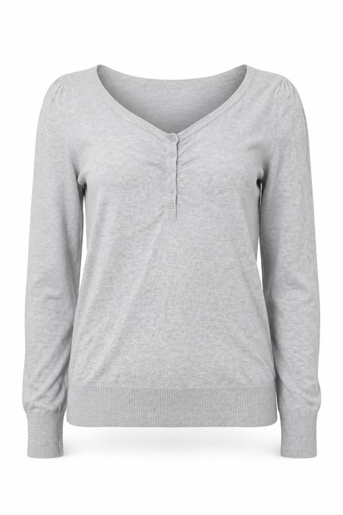Spirit Womens Grey V-Neck 100% Cotton Pullover Jumper Size M
