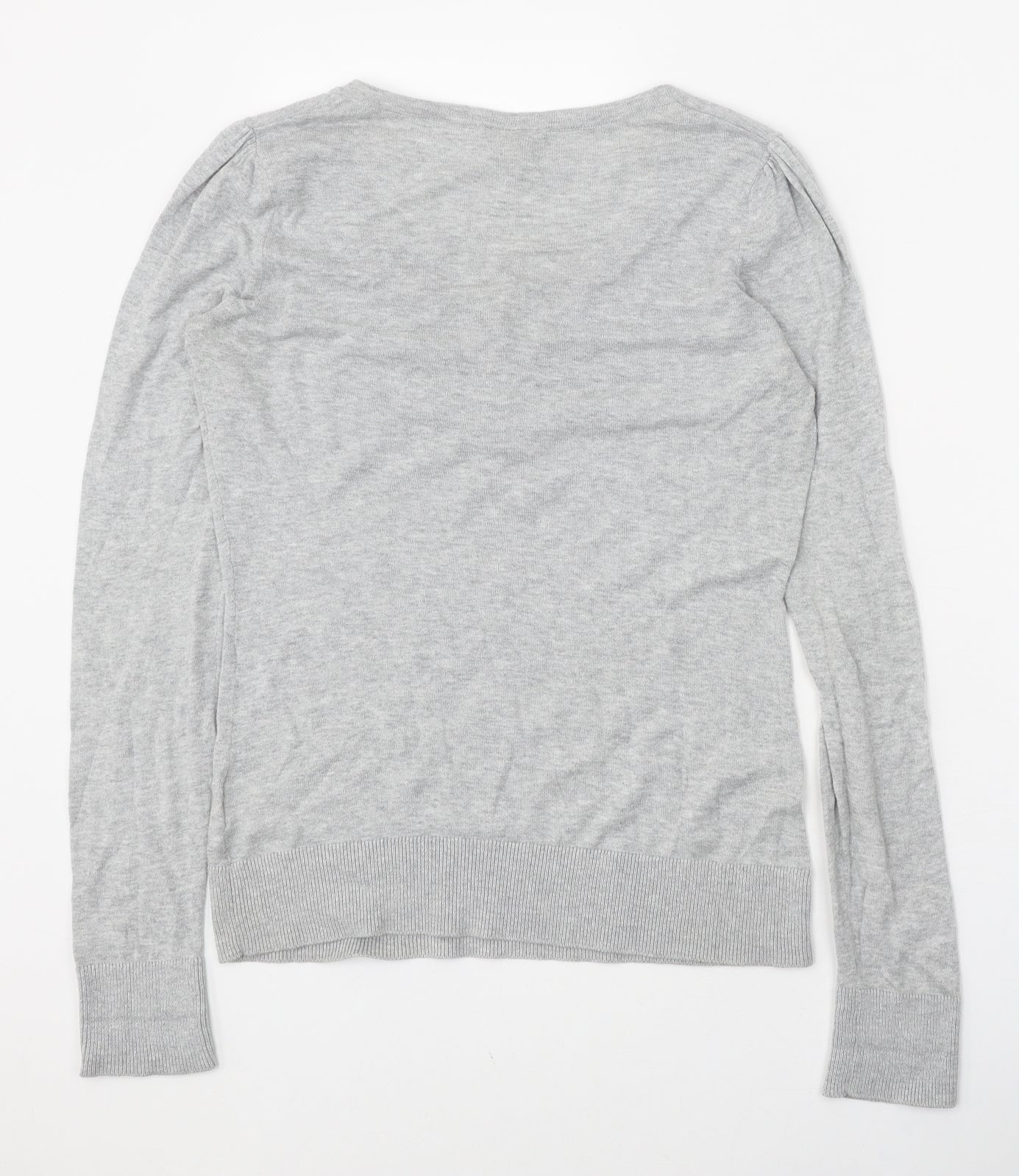 Spirit Womens Grey V-Neck 100% Cotton Pullover Jumper Size M