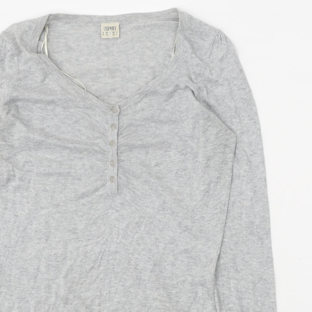 Spirit Womens Grey V-Neck 100% Cotton Pullover Jumper Size M