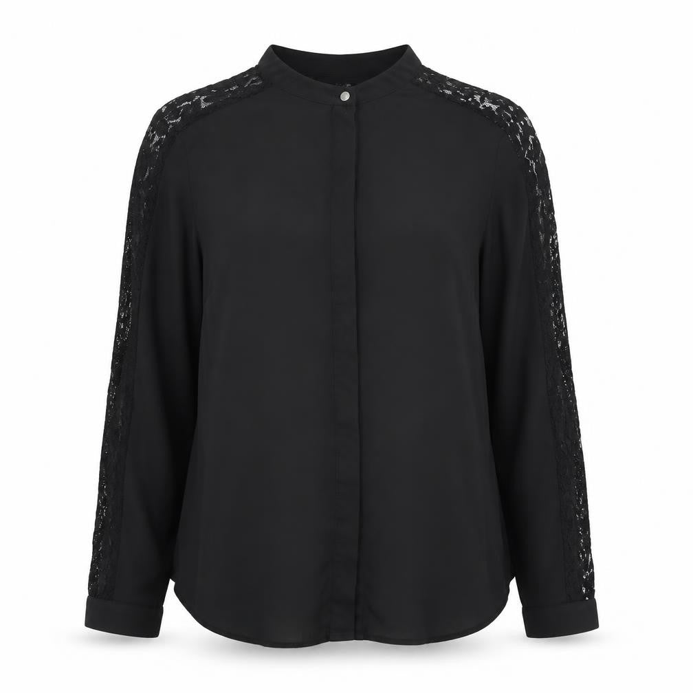 F&F Womens Black Polyester Basic Button-Up Size 8 V-Neck
