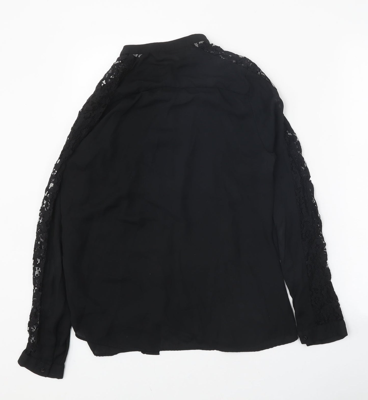 F&F Womens Black Polyester Basic Button-Up Size 8 V-Neck