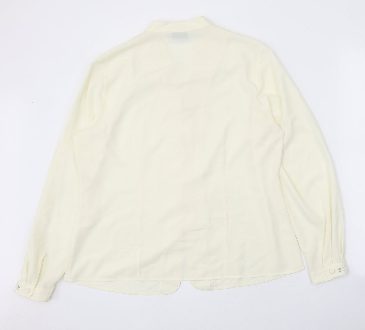 Jumper Womens Yellow Polyester Basic Button-Up Size L V-Neck