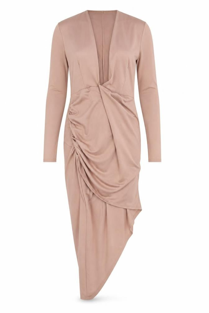 Missguided Womens Beige Polyester Bodycon Size 12 V-Neck Pullover