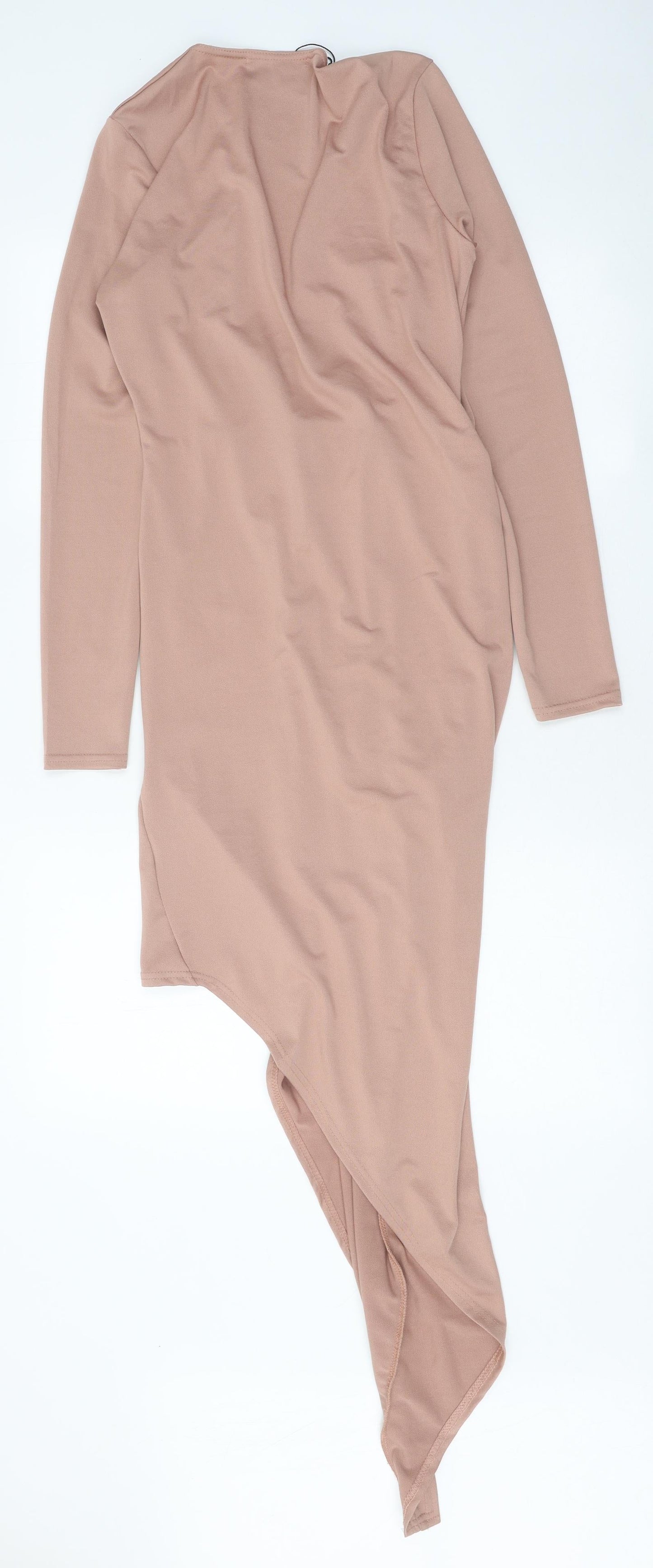 Missguided Womens Beige Polyester Bodycon Size 12 V-Neck Pullover