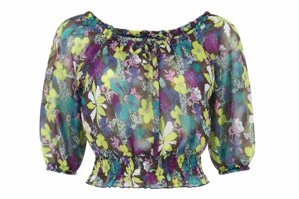 Zuppe Womens Multicoloured Geometric Polyester Basic Blouse Size 8 Off the Shoulder