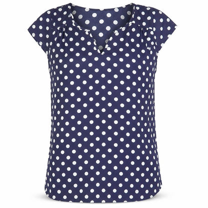 Atmosphere Womens Blue Polka Dot Polyester Basic Blouse Size 12 V-Neck