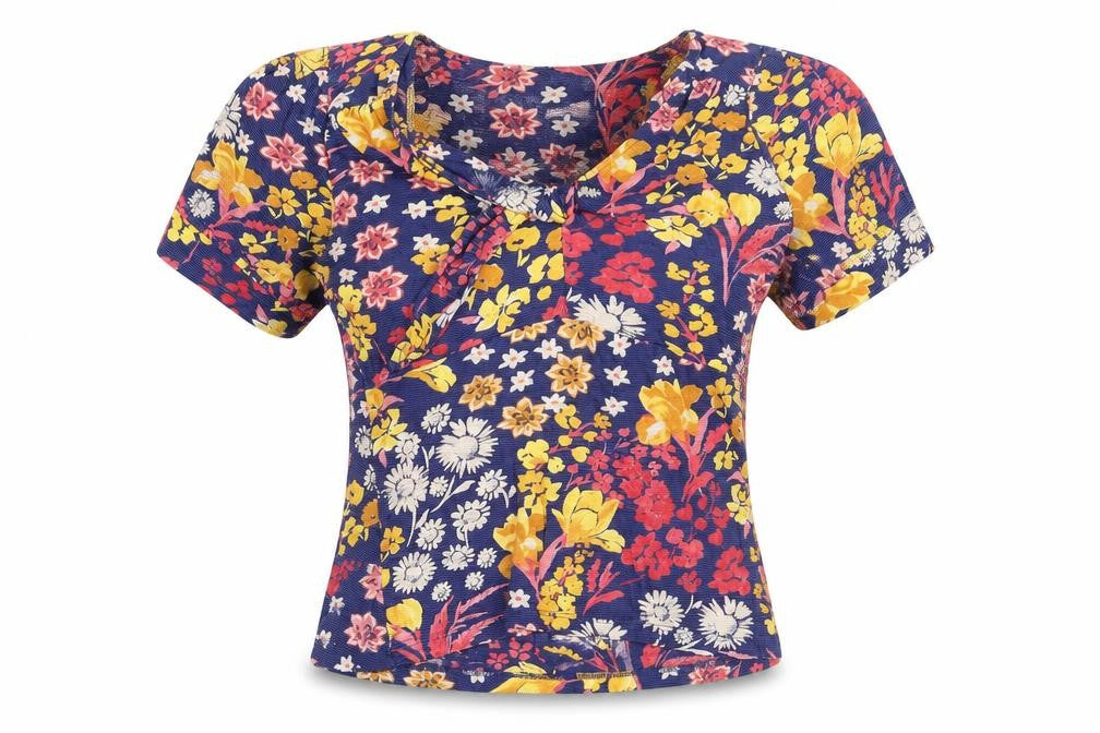 Monsoon Womens Multicoloured Floral Polyester Basic T-Shirt Size 8 Scoop Neck
