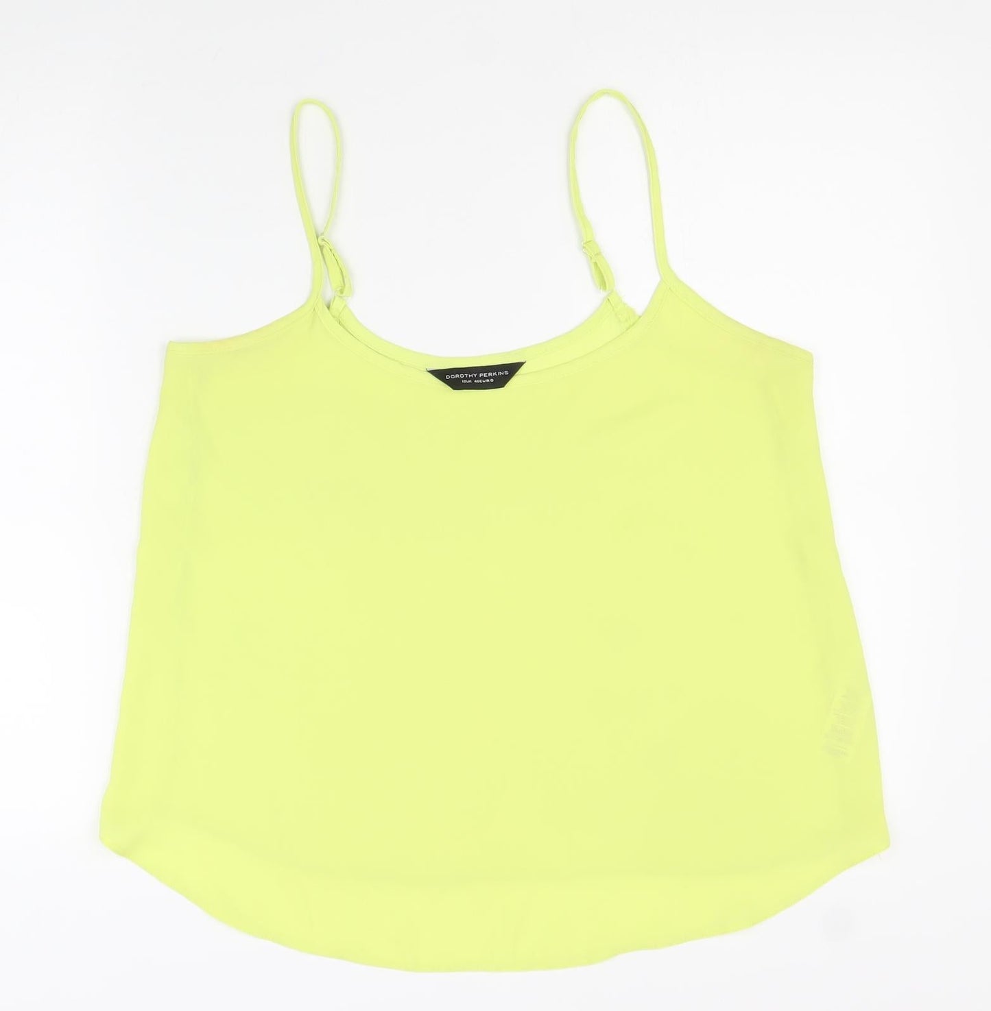 Dorothy Perkins Womens Yellow Polyester Basic Tank Size 12 Round Neck