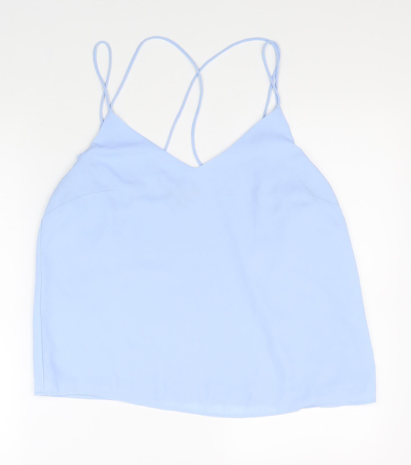 New Look Womens Blue Polyester Basic Tank Size 14 V-Neck