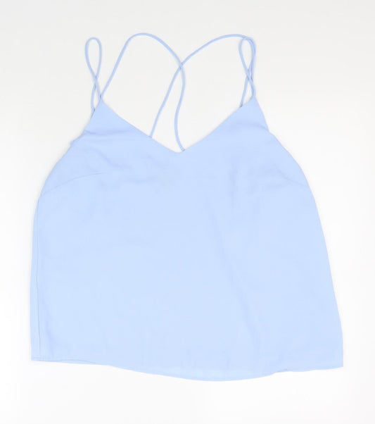 New Look Womens Blue Polyester Basic Tank Size 14 V-Neck