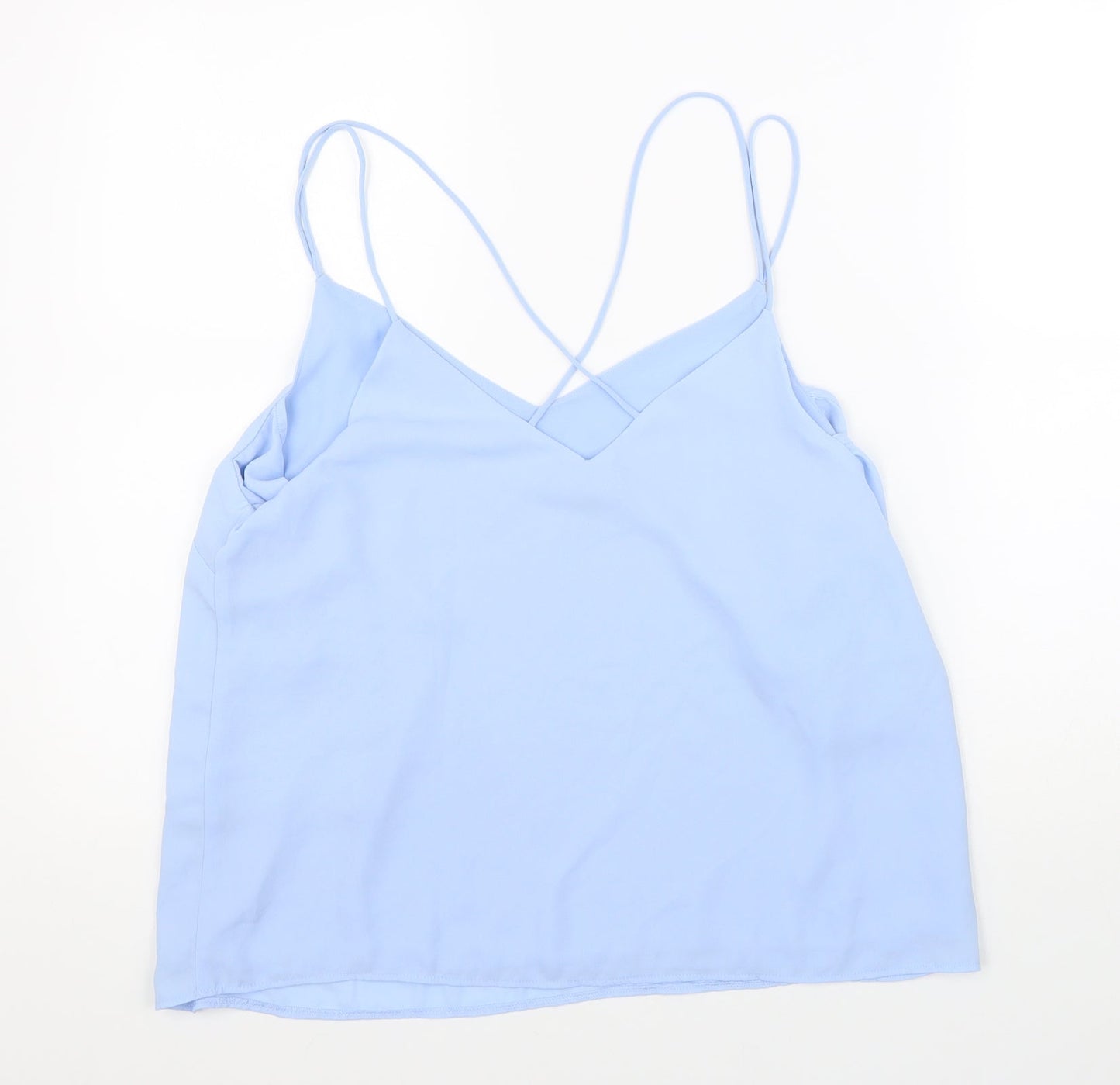 New Look Womens Blue Polyester Basic Tank Size 14 V-Neck