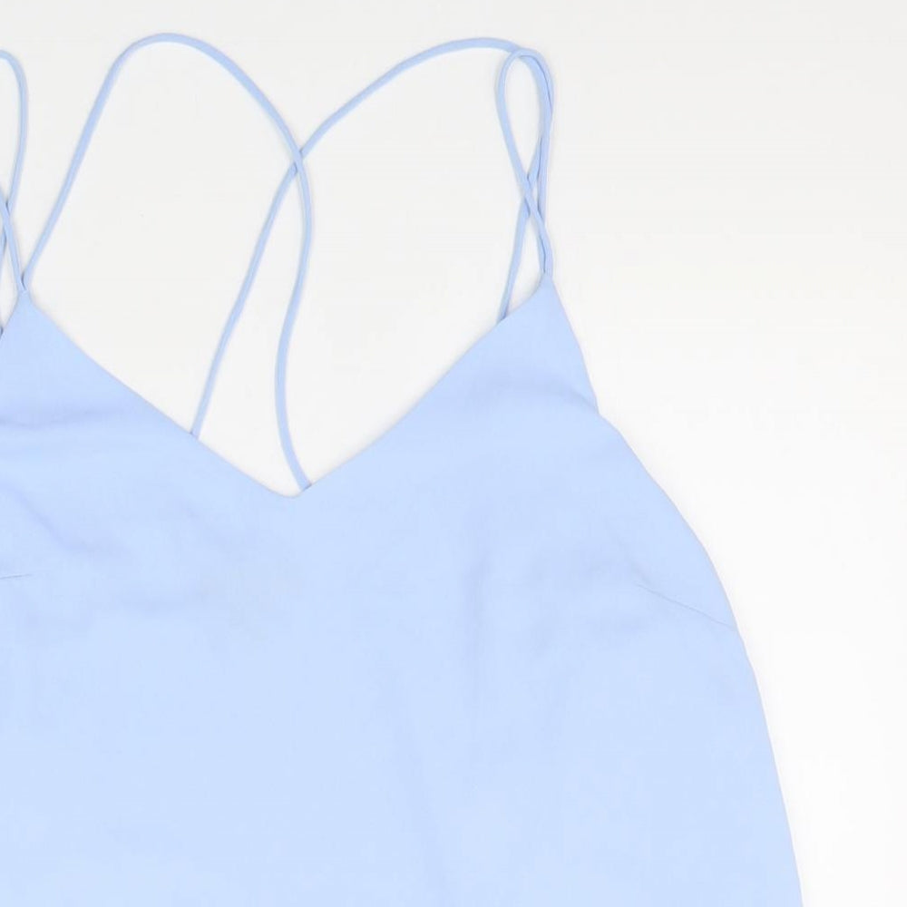 New Look Womens Blue Polyester Basic Tank Size 14 V-Neck