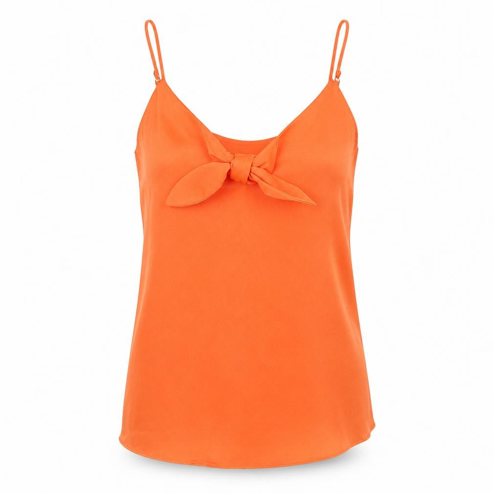 River Island Womens Orange Polyester Basic Tank Size 6 V-Neck