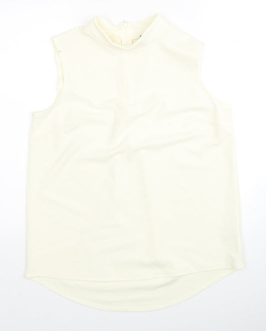NEXT Womens Yellow Polyester Basic Tank Size 12 Mock Neck