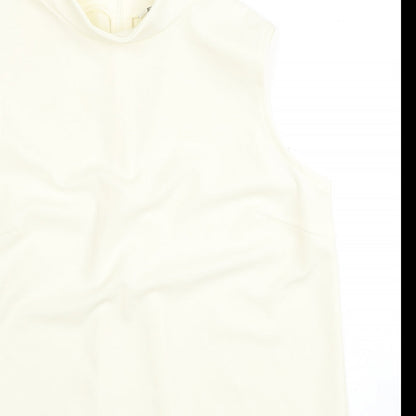 Next Womens Yellow Polyester Basic Tank Size 12 Mock Neck