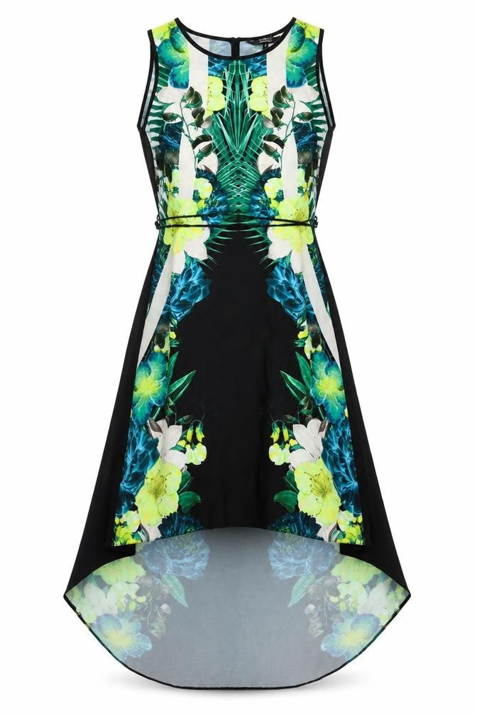 Julien Macdonald Womens Multicoloured Floral Polyester A-Line Size 8 Boat Neck Pullover