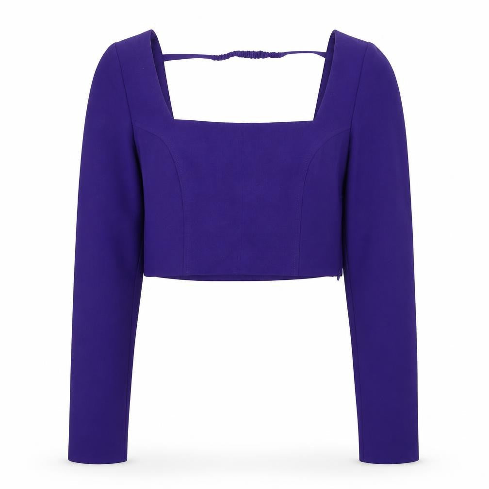 Zara Womens Purple Polyester Cropped Blouse Size XS Square Neck