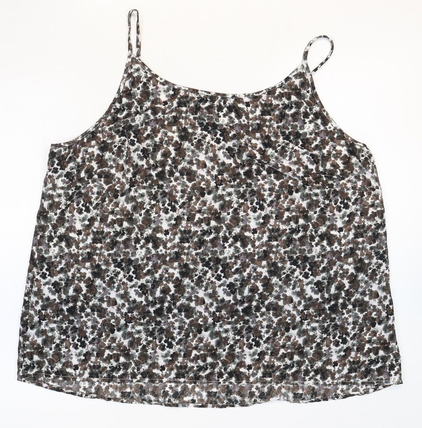 NEXT Womens Grey Geometric Polyester Basic Tank Size 22 Round Neck